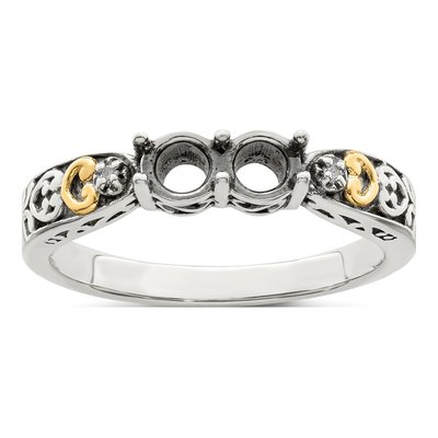 Sterling Silver & 14K Gold Diamond Mother's Ring Semi-Mount – view 8