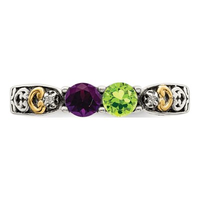 Sterling Silver & 14K Gold Diamond Mother's Ring – view 5