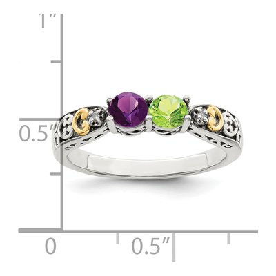 Sterling Silver & 14K Gold Diamond Mother's Ring – view 7