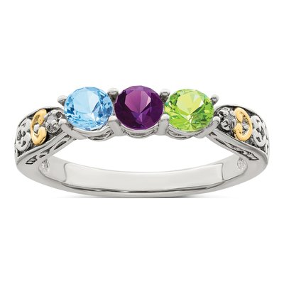 Sterling Silver & 14K Gold Diamond Mother's Ring Semi-Mount – view 2