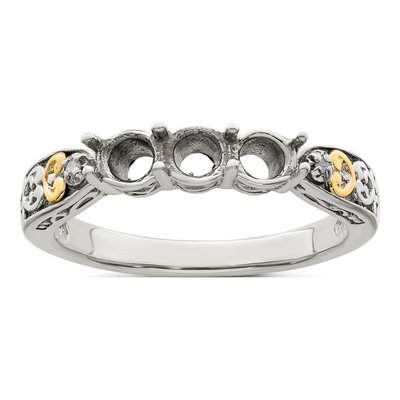 Sterling Silver & 14K Gold Diamond Mother's Ring Semi-Mount – view 8