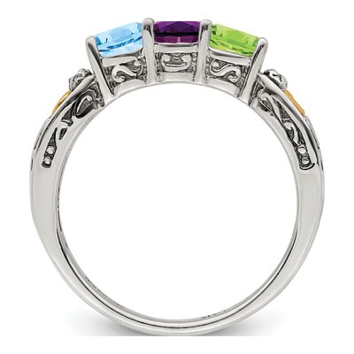 Sterling Silver & 14K Gold Diamond Mother's Ring – view 3