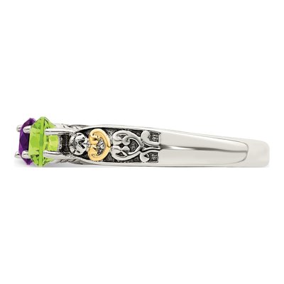 Sterling Silver & 14K Gold Diamond Mother's Ring – view 4