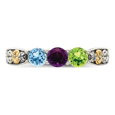 Sterling Silver & 14K Gold Diamond Mother's Ring – view 5
