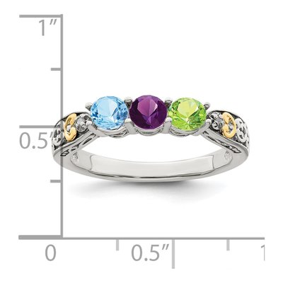 Sterling Silver & 14K Gold Diamond Mother's Ring – view 6