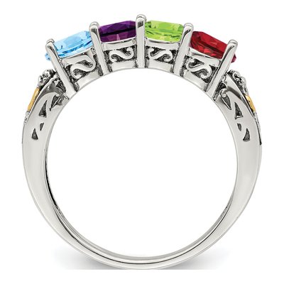 Sterling Silver & 14K Gold Diamond Mother's Ring Semi-Mount – view 3