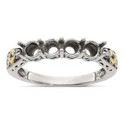 Sterling Silver & 14K Gold Diamond Mother's Ring Semi-Mount – view 7
