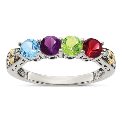 Sterling Silver & 14K Gold Diamond Mother's Ring – view 2
