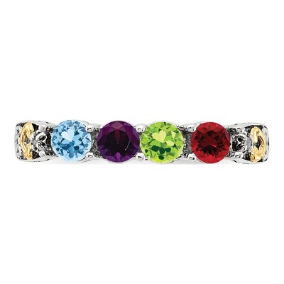 Sterling Silver & 14K Gold Diamond Mother's Ring – view 5