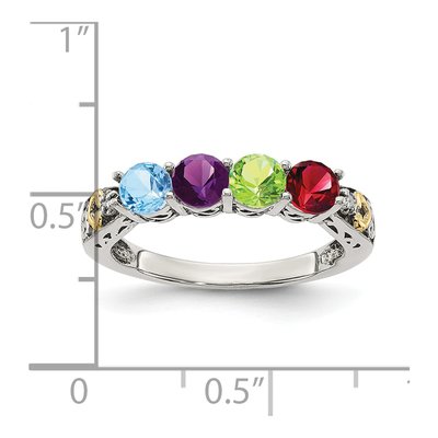 Sterling Silver & 14K Gold Diamond Mother's Ring – view 6