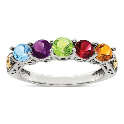 Sterling Silver & 14K Gold Diamond Mother's Ring Semi-Mount – view 2