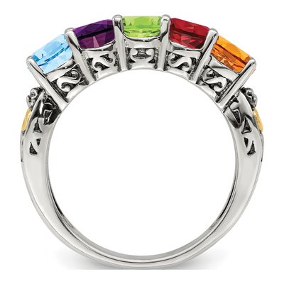 Sterling Silver & 14K Gold Diamond Mother's Ring Semi-Mount – view 3
