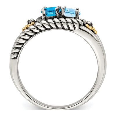 Sterling Silver & 14K Gold Diamond Mother's Ring Semi-Mount – view 3