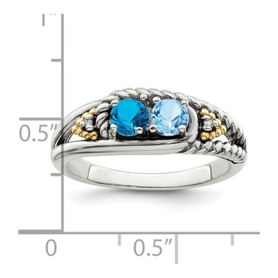 Sterling Silver & 14K Gold Diamond Mother's Ring Semi-Mount – view 7