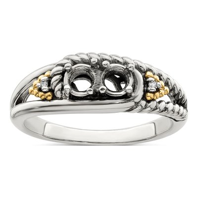 Sterling Silver & 14K Gold Diamond Mother's Ring Semi-Mount – view 8