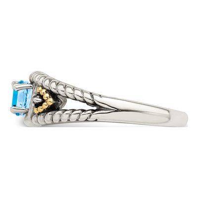 Sterling Silver & 14K Gold Diamond Antiqued Mother's Ring – view 4