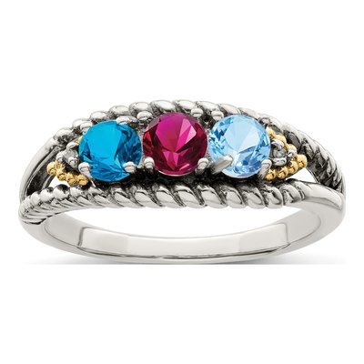 Sterling Silver & 14K Gold Diamond Mother's Ring Semi-Mount – view 2