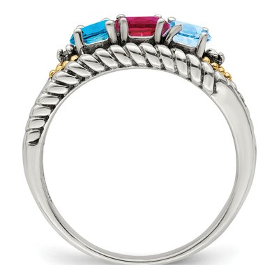 Sterling Silver & 14K Gold Diamond Antiqued Mother's Ring – view 3