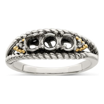 Sterling Silver & 14K Gold Diamond Antiqued Mother's Ring – view 8