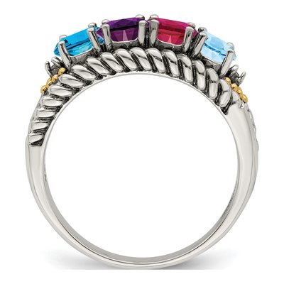 Sterling Silver & 14K Gold Diamond Personalized Mother's Ring Semi-Mount – view 3
