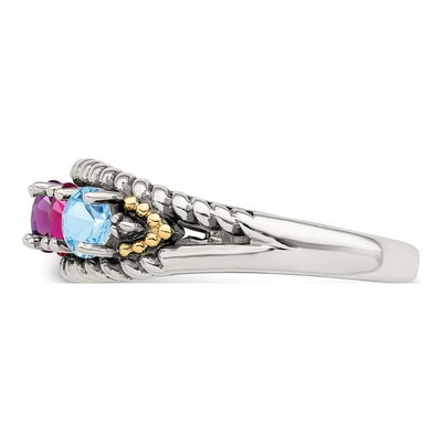 Sterling Silver & 14K Gold Diamond Personalized Mother's Ring Semi-Mount – view 4