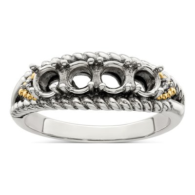 Sterling Silver & 14K Gold Diamond Personalized Mother's Ring Semi-Mount – view 8