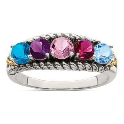 Sterling Silver & 14K Gold Diamond Mother's Ring Semi-Mount – view 2