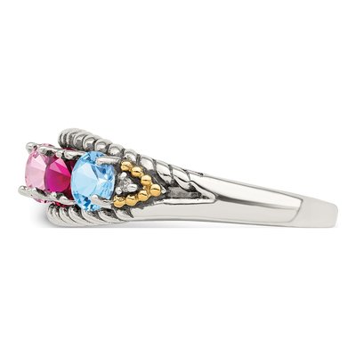 Sterling Silver & 14K Gold Diamond Mother's Ring Semi-Mount – view 4