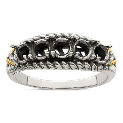 Sterling Silver & 14K Gold Diamond Mother's Ring Semi-Mount – view 8