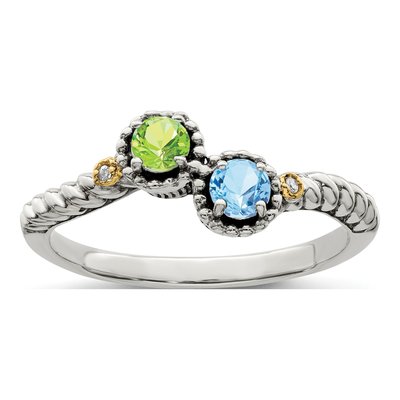 Sterling Silver & 14K Gold Diamond Mother's Ring Semi-Mount – view 2