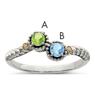 Sterling Silver & 14K Gold Diamond Mother's Ring Semi-Mount