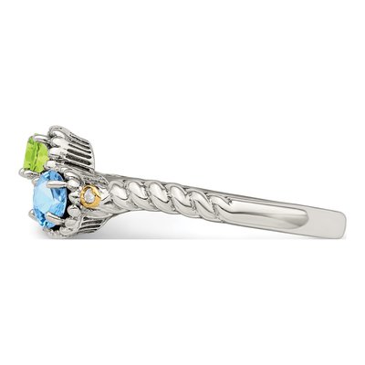 Sterling Silver & 14K Gold Diamond Mother's Ring – view 4