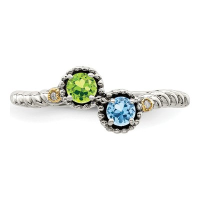 Sterling Silver & 14K Gold Diamond Mother's Ring – view 5