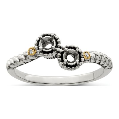 Sterling Silver & 14K Gold Diamond Mother's Ring – view 8