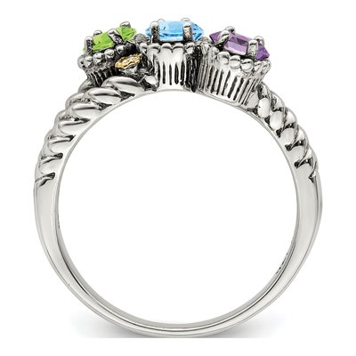Sterling Silver & 14K Gold Diamond Mother's Ring Semi-Mount – view 3