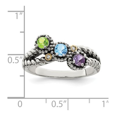 Sterling Silver & 14K Gold Diamond Mother's Ring Semi-Mount – view 6