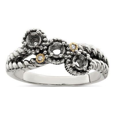 Sterling Silver & 14K Gold Diamond Mother's Ring Semi-Mount – view 8