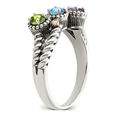 Sterling Silver & 14K Gold Diamond Mother's Ring Semi-Mount