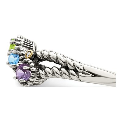 Sterling Silver & 14K Gold Diamond Mother's Ring – view 4