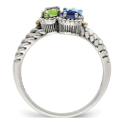 Sterling Silver & 14K Gold Diamond 4-Stone Mother's Ring Semi-Mount – view 3