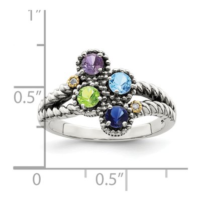 Sterling Silver & 14K Gold Diamond Mother's Ring – view 6