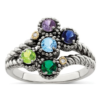 Sterling Silver & 14K Gold Diamond Mother's Ring Semi-Mount – view 2