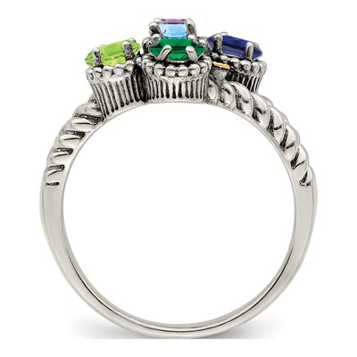 Sterling Silver & 14K Gold Diamond Mother's Ring Semi-Mount – view 3