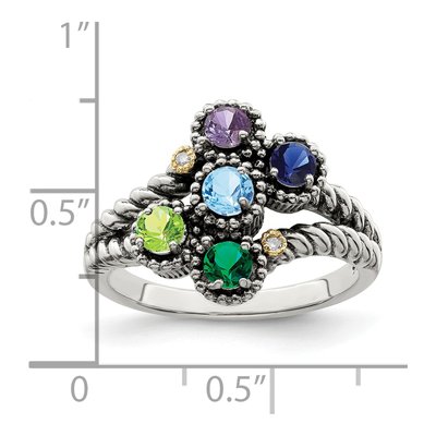 Sterling Silver & 14K Gold Diamond Mother's Ring Semi-Mount – view 6