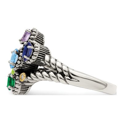 Sterling Silver & 14K Gold Diamond Family Mother's Ring – view 4