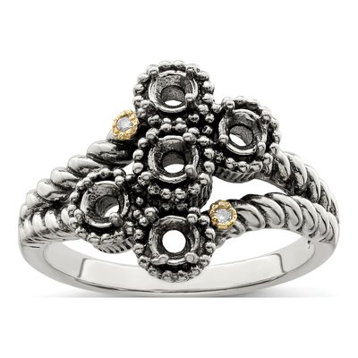 Sterling Silver & 14K Gold Diamond Family Mother's Ring – view 8