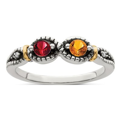 Sterling Silver & 14K Gold Diamond Mother's Ring – view 2