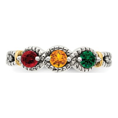 Sterling Silver & 14K Gold Diamond Mother's Ring Semi-Mount – view 5