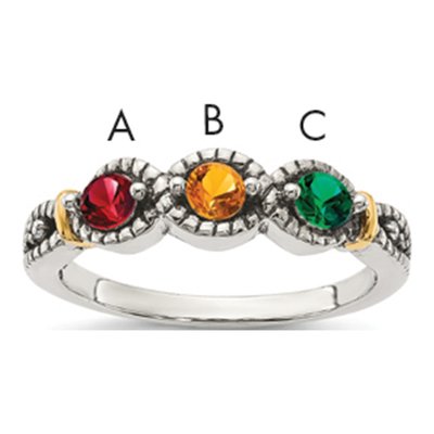 Sterling Silver & 14K Gold Diamond Mother's Ring Semi-Mount