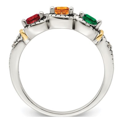 Sterling Silver & 14K Gold Diamond Mother's Ring – view 3